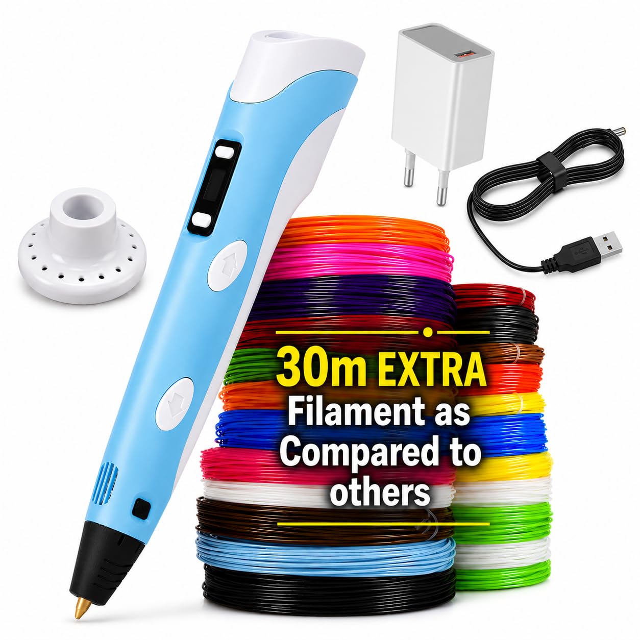 Build-o-Bot 3D Pen with 30M Extra PLA Filament (7 Colors) & USB Adapter